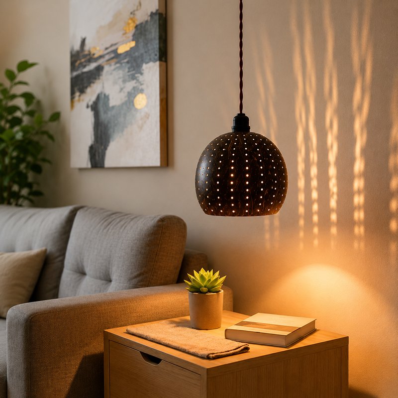 Handmade Coconut Shell Hanging Lamp