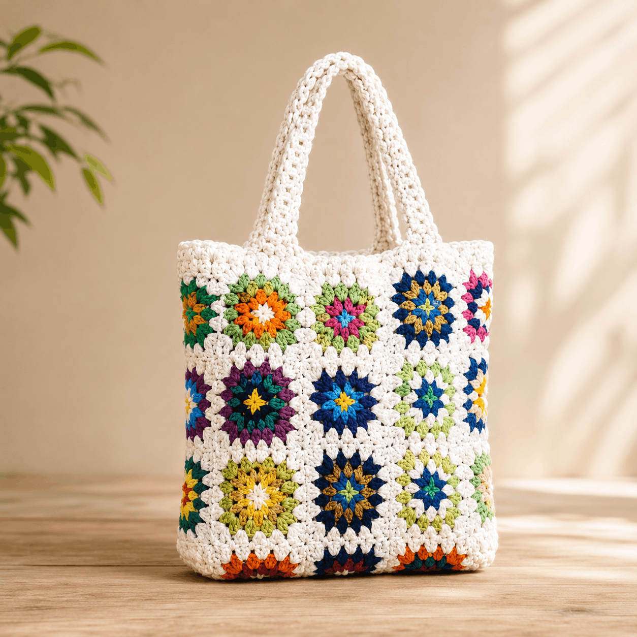 Handmade Multicolour Crochet Tote Bag